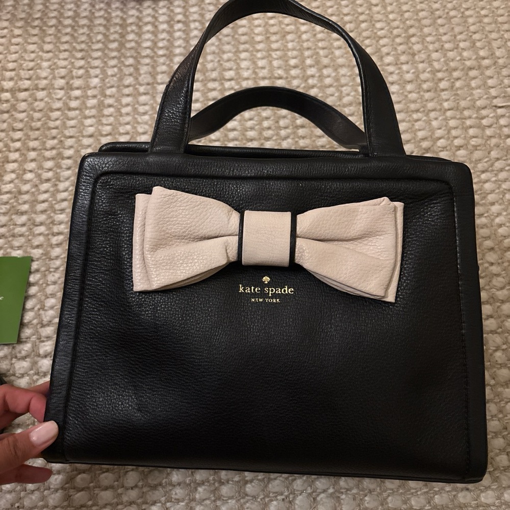 Kate Spade Black Satchel with Cream Bow